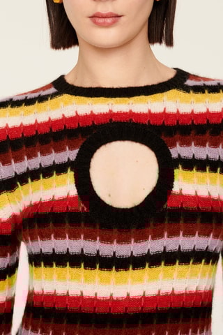 Robe longue en alpaga et laine - Multicolore