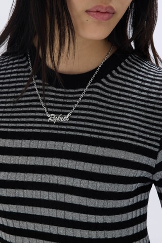 Robe longue en laine et mérinos - Noir et gris