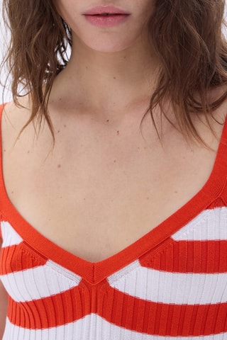 Robe longue -Corail et blanc