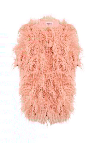 Robe droite en plumes d’autruche - Rose