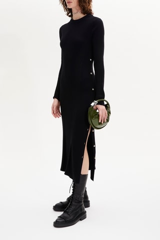 Robe midi en mérinos - Noir