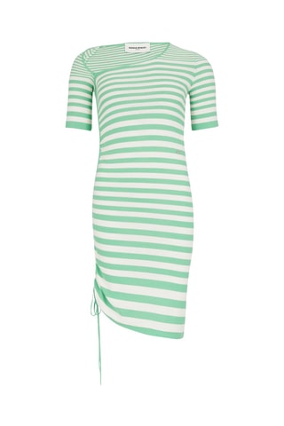 Robe courte en laine - Vert anis et blanc