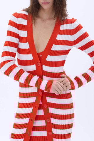 Robe fourreau -Blanc et orange