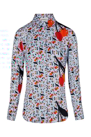 Chemise en soie - Ciel et orange