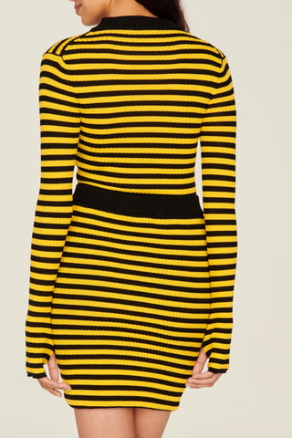 Minijupe en laine - Moutarde et noir