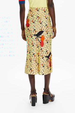 Jupe midi en soie - Jaune