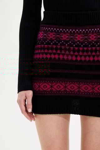 Minijupe en laine - Noir et fuchsia