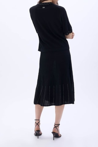 Jupe midi en laine - Noir