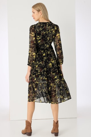 Robe midi - Noir et jaune