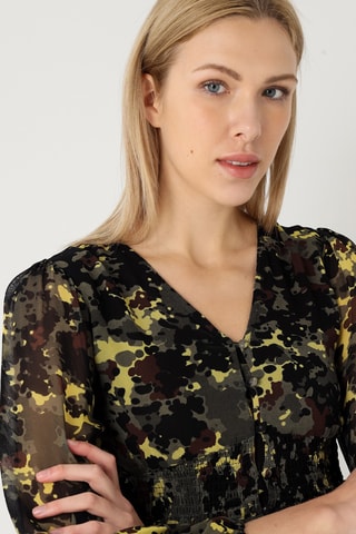 Robe midi - Noir et jaune