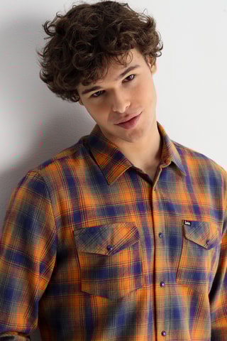 Chemise - Orange et bleu foncé