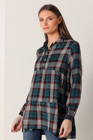 Blouse - Bleu et rouge