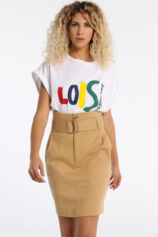 Jupe droite taille haute - Marron