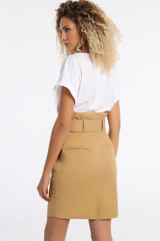 Jupe droite taille haute - Marron