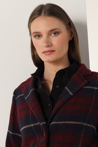 Manteau en laine - Bleu marine et bordeaux