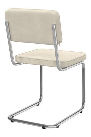 Sillas Naya de terciopelo color crema y patas de metal cantilever - Pack de 4