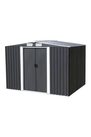 Caseta de jardín con base - Gris y blanco - 8,4 m³