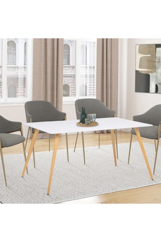 Mesa Sally - Imitación madera y blanco