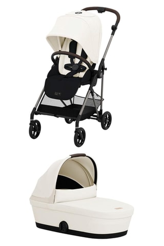 Poussette Melio UK RB - Blanc - Dès la naissance - Jusqu'à 15 kg et Nacelle Melio Cot UK - Blanc - De la naissance à 6 mois - Jusqu'à 9 kg