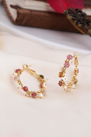 Creolen - Doublé Geelgoud, Agaten en Cultivéparel