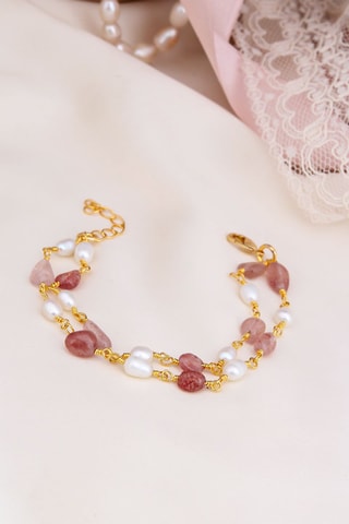 Pulseira - Quartzo rosa e branco