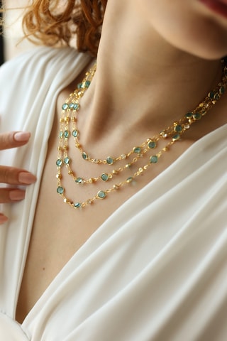 Colar - Dourado e azul-celeste