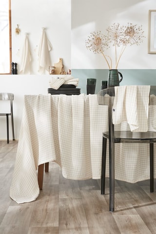 Tovaglia rettangolare in cotone 125 g/m² Vickie - Beige e bianco
