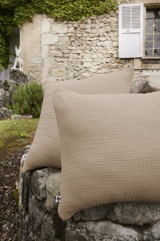 Taie d’oreiller en quadruple gaze de coton Ina - Beige