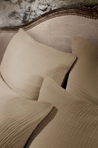 Taie d’oreiller en quadruple gaze de coton Ina - Beige