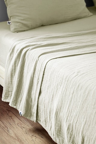 Lenzuolo sopra in garza di cotone Gaïa - 
Verde acqua