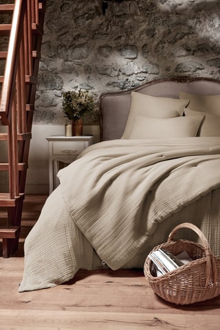 Housse de couette en quadruple gaze de coton Ina - Beige foncé