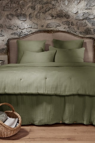 Housse de couette en quadruple gaze de coton Ina - Kaki