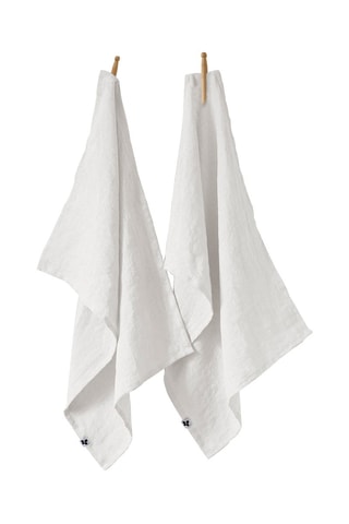  2 strofinacci in lino lavato Soline -  Bianco