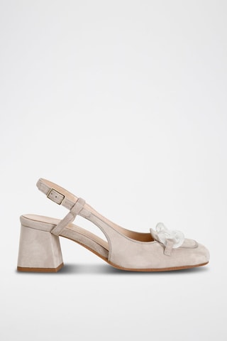 Zapatos de piel de tacón - 
Beige