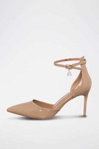 Zapatos con brillo de tacón - Nude y dorado