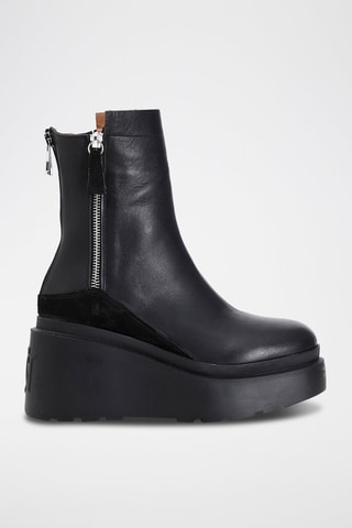 Botines de piel - 
Negro