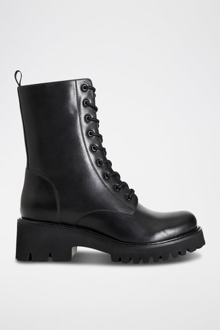Botines de piel - 
Negro