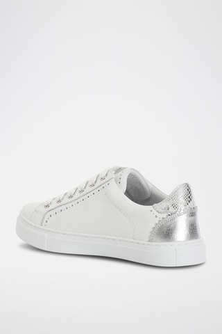 Zapatillas de piel -  Blanco y plateado
