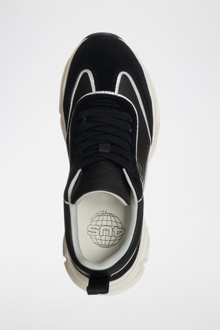 Zapatillas de piel de cuña - Negro