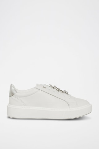 Zapatillas de piel Carrie - Blanco y plateado