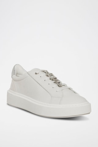 Zapatillas de piel Carrie - Blanco y plateado