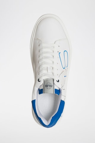 Zapatillas de piel con plataforma - Blanco y azul