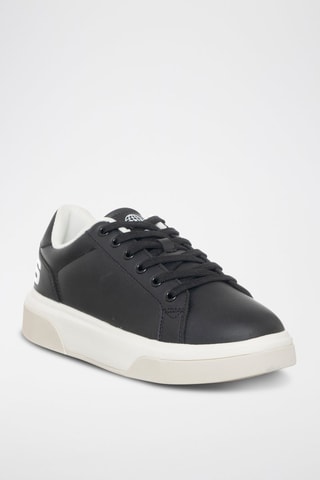 Zapatillas de piel con plataforma - Negro
