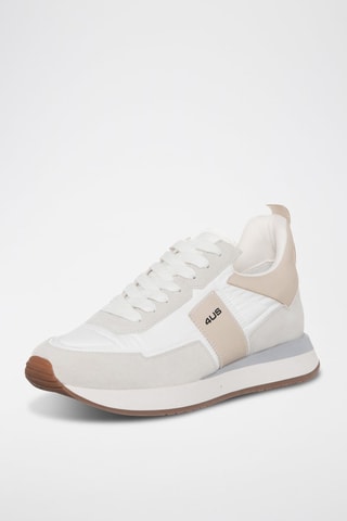 Zapatillas de piel - Blanco y rosa empolvado - Cesare Paciotti 4Us