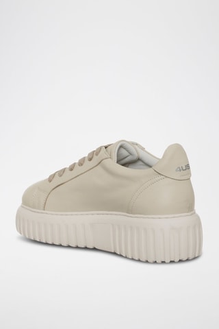 Zapatillas de piel con plataforma - Beige