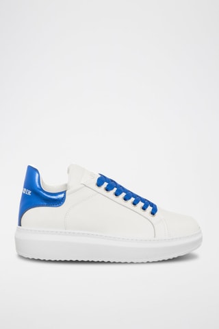 Zapatillas de piel - Blanco y azul