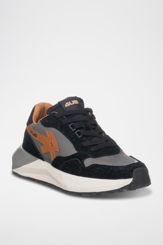 Zapatillas de piel - Negro y gris