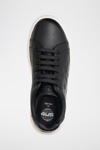 Zapatillas de piel con plataforma - Negro