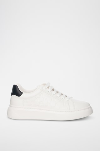 Zapatillas de piel con plataforma - Blanco