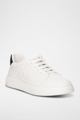 Zapatillas de piel con plataforma - Blanco